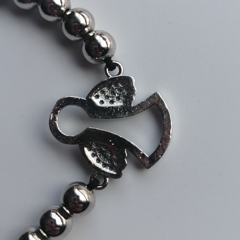 ✴️3/$25✴️Adjustable Bracelet Silver Beads Angel Charm Turquoise Clear - Picture 7 of 9